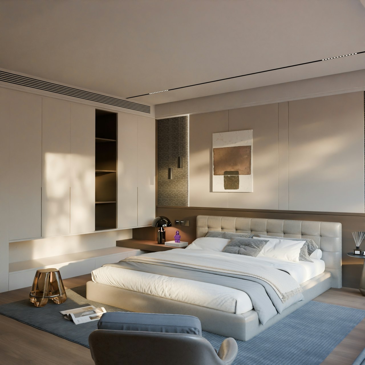 La chambre principale et sa lumière du matin